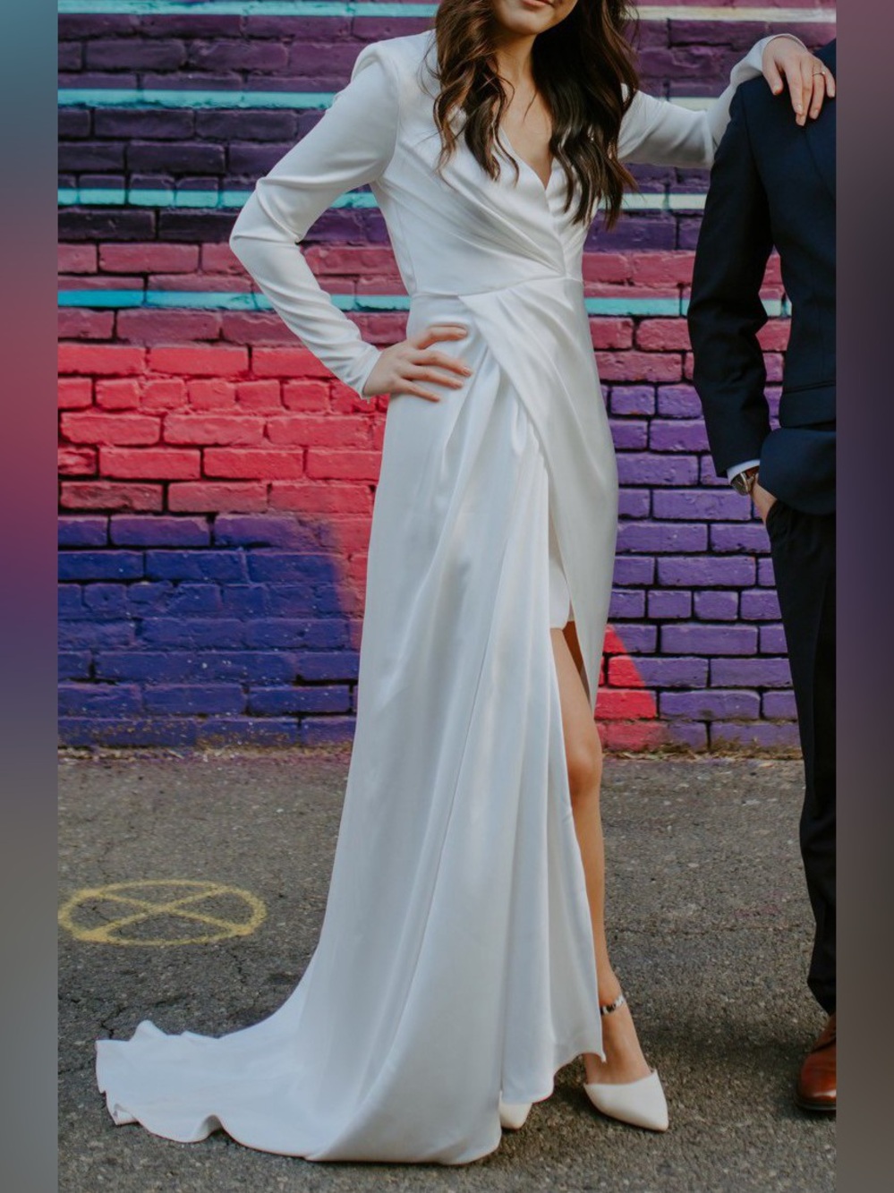 Asos Wedding Dress Size 4 Sadie Plunge Pleated Wrap Dress Satin